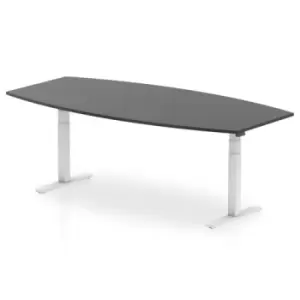 Image of High Gloss 2400mm Writable Boardroom Table Black Top White Height Adjustable Leg