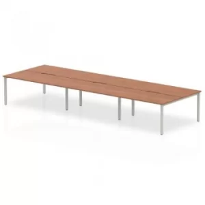 image of B2B Silver Frame Bench Desk 1600 Walnut (6 Pod)