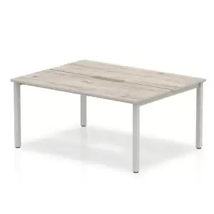 image of B2B Silver Frame Bench Desk 1600 Grey Oak 2 Pod