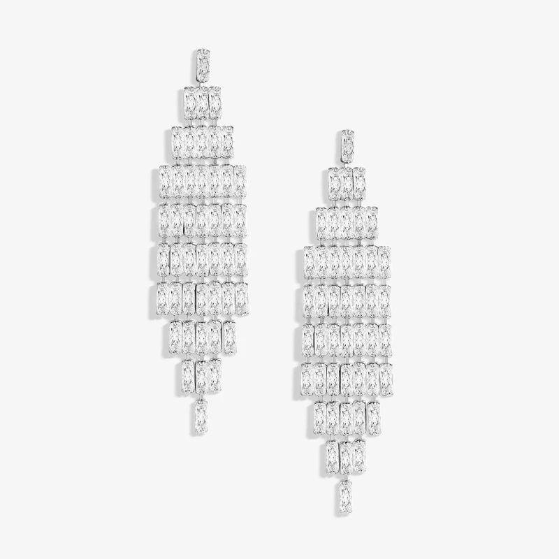Image of Jon Richard Silver Plated Crystal Statement Drop Earrings Jewellery Sets One Size Silver 39825911000