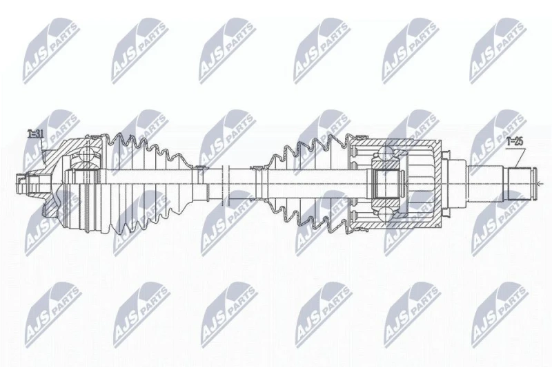 Image of NTY NPW-BM-168 Drive shaft Automatic Transmission, Rear Axle Left Drive Shaft (13)