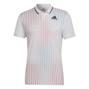 Image of adidas Melbourne Tennis Freelift Polo Shirt Mens - White / Legacy Burgundy / Sky
