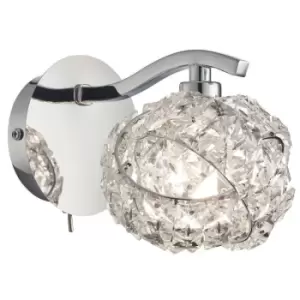 image of Dimming LED Wall Light Pretty Twist Crystal Knott & Chrome Modern Lamp Fitting