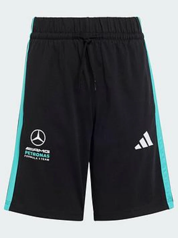 Image of Adidas Mercedes AMG Kids Shorts Petronas Formula One Team DNA Noir Unisex 11/12 ans