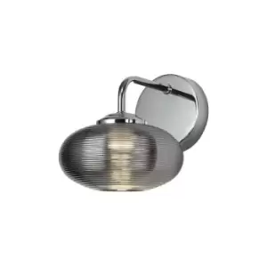 image of Wall Light Switched, 1 x 8W LED, 4000K, Smoked, Polished Chrome - Luminosa Lighting