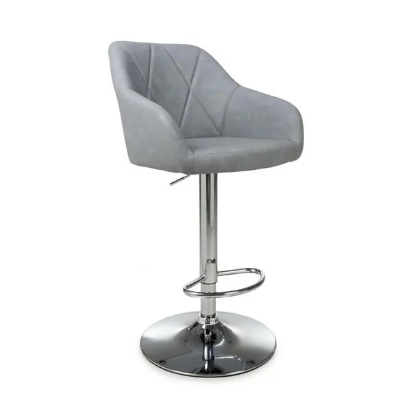 image of Shankar Serena Leather Effect Light Grey Bar Stool - Grey 5150114