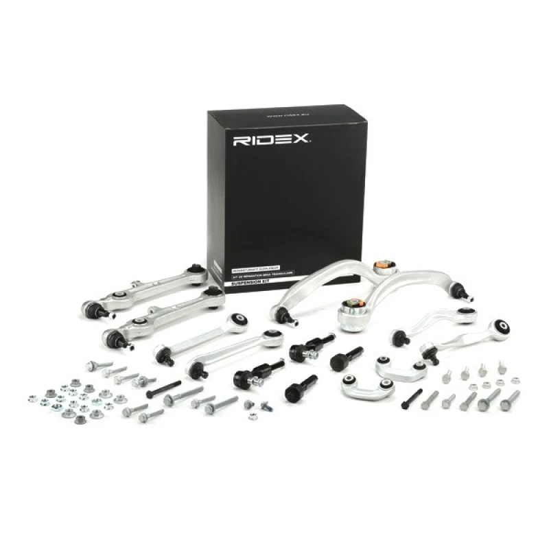Image of RIDEX 772S0489 Control arm repair kit with screw set, Front Axle, Control Arm Suspension Kit (772)