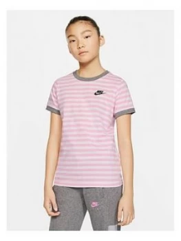 image of Nike Girls Stripe T-Shirt - White