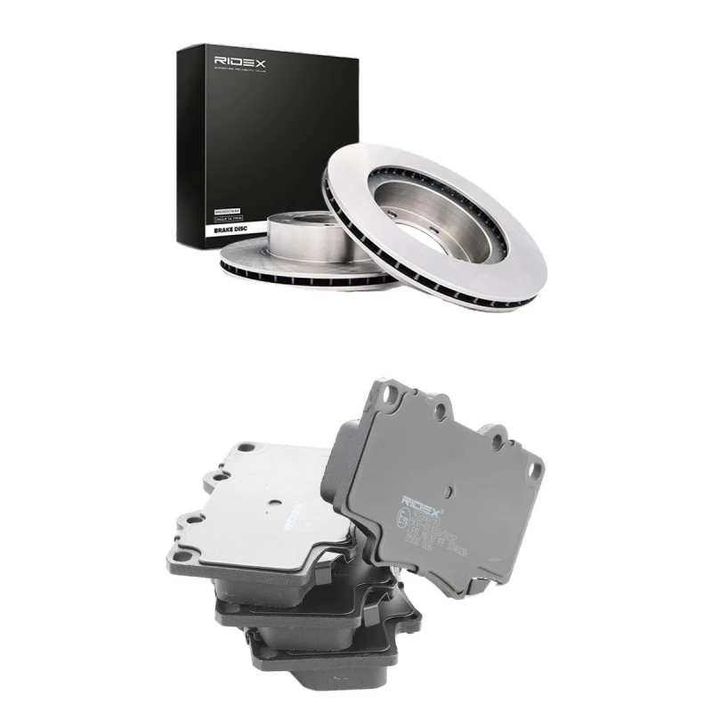 Image of RIDEX 3405B2883 Brake disc and pads set Front Axle, Brake Disc Type: internally vented, incl. wear warning contact Brake Set,disc brakes (3405)