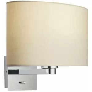 image of Loops - Wall Light & Shade Chrome Plate & Taupe Fabric 60W E27 Living Room e10288