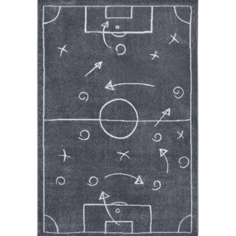 Image of The Rugs Adventures Game Plan Rug And Runner Kids Polypropylene Short Pile Rug In Dark Grey