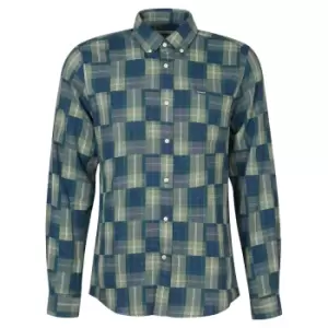 Image of Barbour Mens Patch Tailored Shirt Kielder Blue XXL