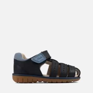 Image of Clarks Toddler Roam Bay Sandals - Navy Leather - UK 4.5 Toddler