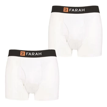 image of Farah 2 Pack Plain Cotton Keyhole Trunks Mens - White