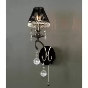 Image of Wall light Pescara 1 bulb Black chrome/crystal
