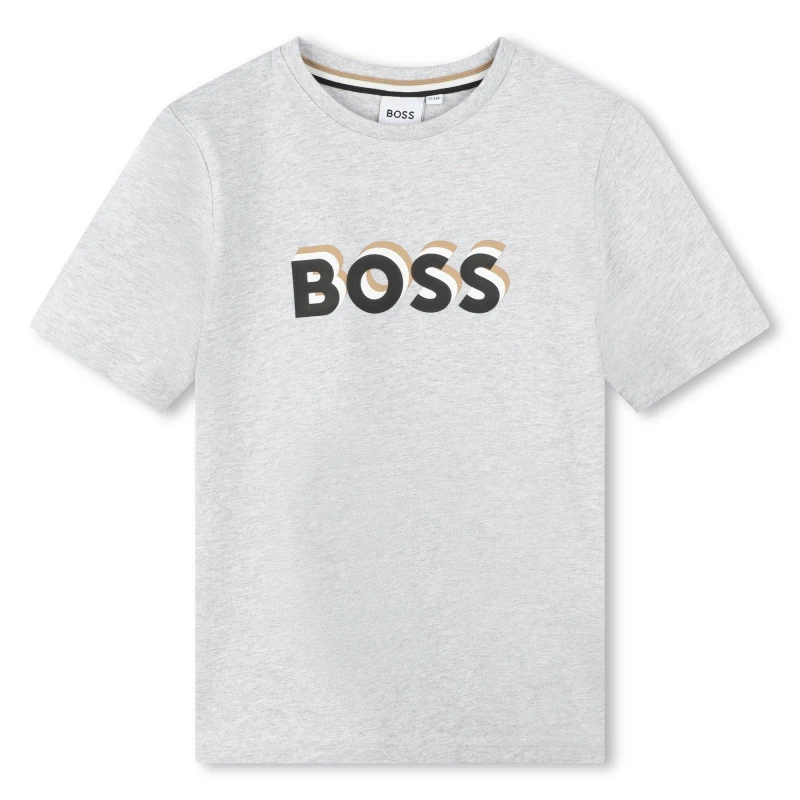 Image of Boss Bold Logo T-Shirt Juniors - Grey Grey 3 - 4 Years