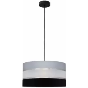 image of Helam Helen Cylindrical Pendant Ceiling Light Grey, Silver, Black 40cm