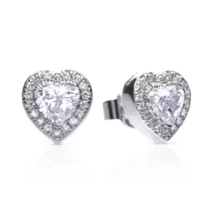 image of Diamonfire Silver Heart Pave Zirconia Stud Earrings