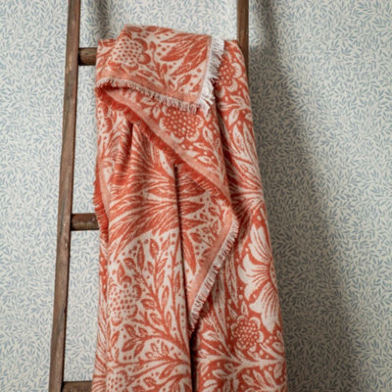 Image of Morris & Co Morris & Co Marigold Jacquard Throw in Orange Size: 130cm x 170cm Orange 130cm x 170cm Unisex 5025532811745