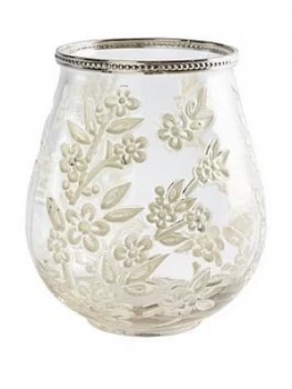 image of Gisela Graham Clear Glass Blossom Tealight Holder