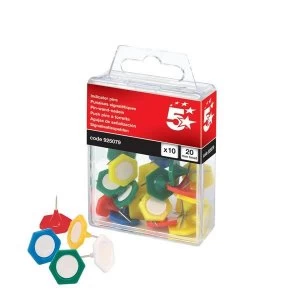 image of 5 Star 20mm Indicator Pins Head Assorted Pack of 10