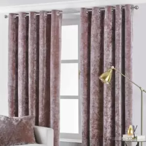 Image of Paoletti Verona Crushed Velvet Ringtop Eyelet Curtains (pair) Polyester Blush (117X183Cm)