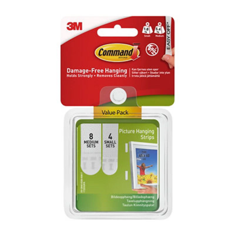Image of 3M Command White Picture Hanging Adhesive Strip, Pack Of 12