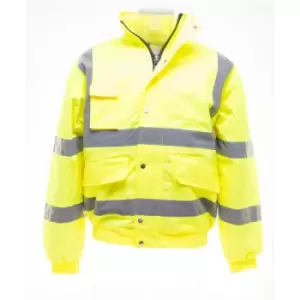 image of Yoko Mens Hi-Vis Bomber Jacket (S) (Hi-Vis Yellow) - Hi-Vis Yellow