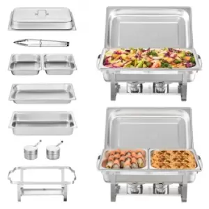 Image of VEVOR 2-Pack Rectangle Chafing Dish Set 2 Full Size 8Qt Pan 4 Half-Size 4Qt Pans
