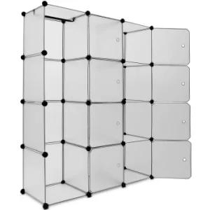 Image of Plastic Wardrobe Storage Shelf Rack Organiser Cube Shelfing System DIY Cupboard 600L, White