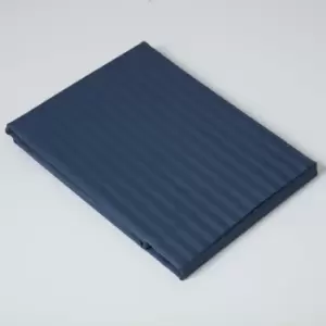 Image of Belledorm 540 Thread Count Satin Stripe Flat Sheet (Double) (Navy)