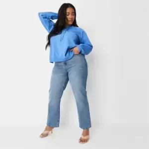 Missguided Plus Clean Distressed Dad Jeans - Blue