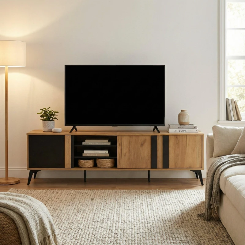 Image of Urban Meuble Modern Console Table Brown-Black Chic Storage Brown unisex One Size