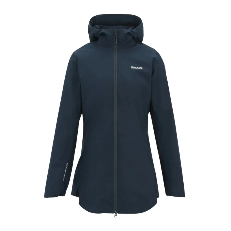 Image of Regatta Womens Natalina Hooded Waterproof Jacket in Mid Navy Size: 10 Mid Navy Female 10