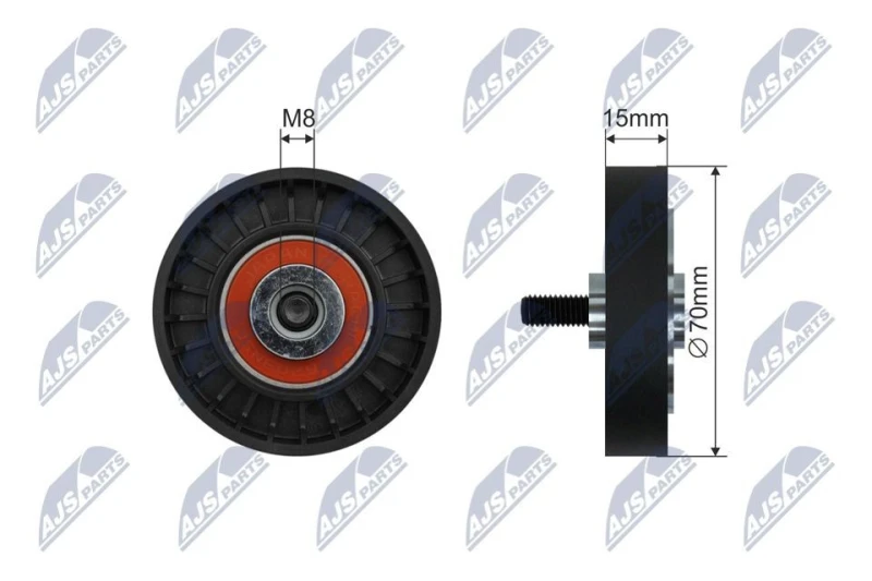 Image of NTY Deflection / guide pulley, V-ribbed belt NTY RNK-RE-048