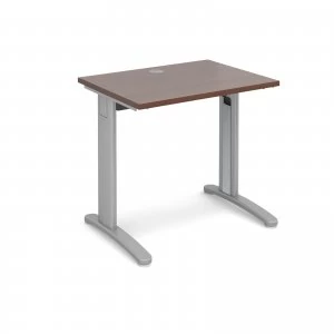 image of TR10 Straight Desk 800mm x 600mm - Silver Frame Walnut Top