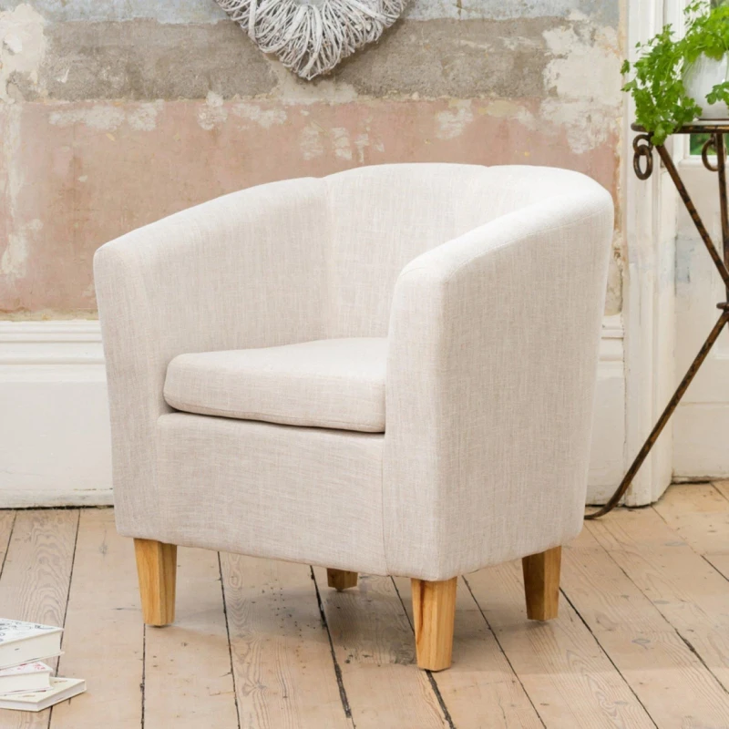 Image of Artemis Home Alderwood 68cm Wide Fabric Tub Chair Armchair in Beige Beige Unisex