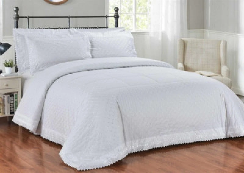 Image of RAPPORT HOME Richmond White Duvet Cover Set Luxury Double Bedding Set With Pillowcases Embroidered - White - Rapport Home 124029260
