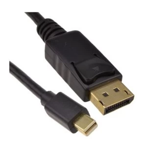 image of Spire Mini DisplayPort Male to DisplayPort Male Converter Cable, 2 Metres, Gold Connectors, Black