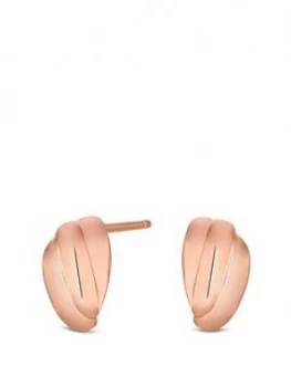 image of Simply Silver 14Ct Rose Gold Plated Sterling Silver Polished Mini Ridge Bead Stud Earrings