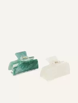 image of Accessorize Pearlescent Claw Clips Set Of Two, Green, Women