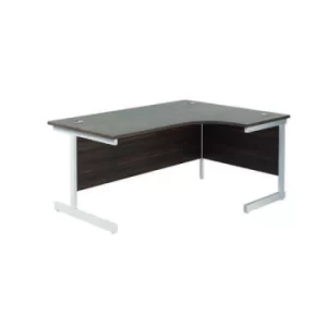 Image of Jemini Radial Right Hand Cantilever Desk 1800x1200x730mm Dark Walnut/White KF802191