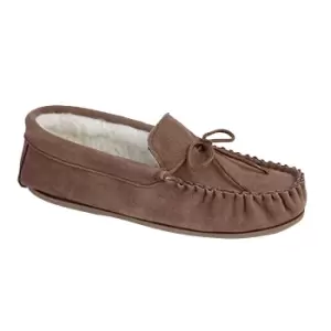 Image of Mokkers Mens Oliver Moccasin Wool Lined Slippers (9 UK) (Dark Camel)