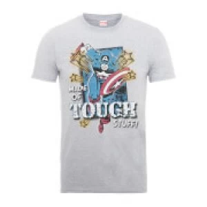 image of Marvel Comics Captain America Made Of Tough Stuff Mens Grey T-Shirt - L