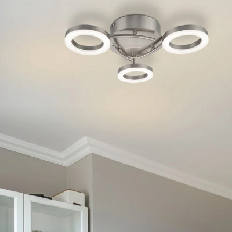 Image of Cosylyte Juni 3 Ring Integrated LED Modern Ceiling Flush Light - Matt Nickel