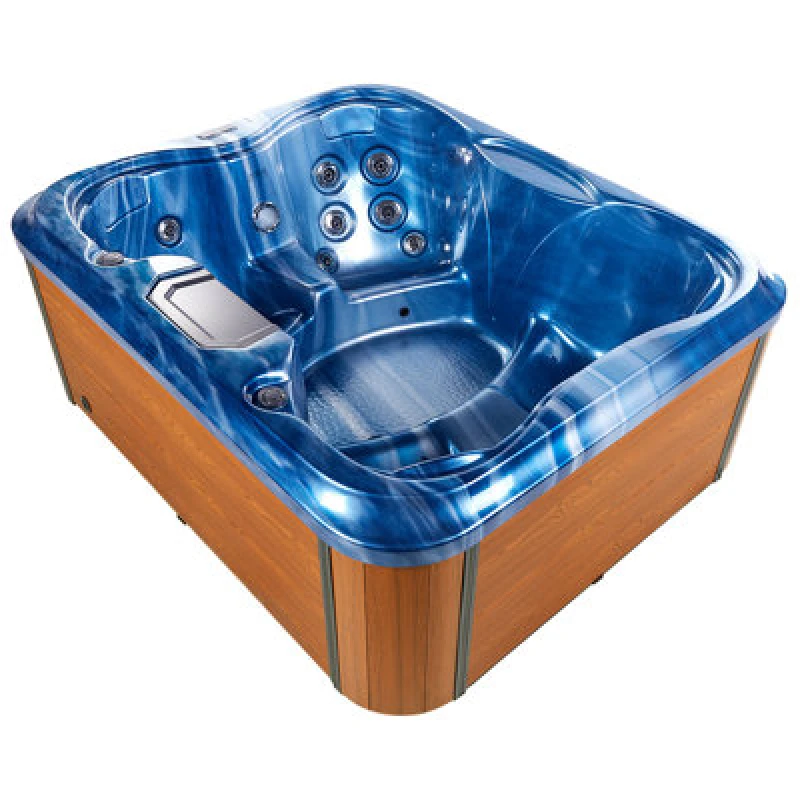Image of Beliani Square Hot Tub With LED Blue Arcelia