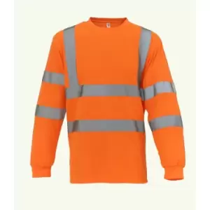 Yoko Adults Unisex Hi-Vis Long Sleeve T-Shirt (M) (Orange)