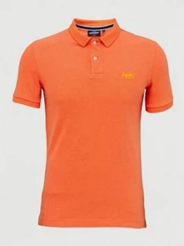 Image of Superdry Classic Pique Polo, Coral Size M Men