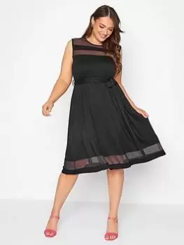 Image of Yours Floral Mesh Panel Dress, Black, Size 20, Women