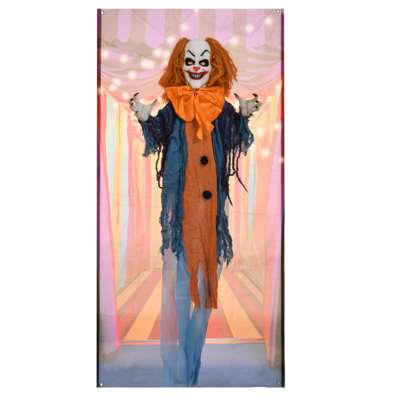 Image of HOMCOM HOMCOM Circus Clown Halloween Decoration, Outdoor Animated Prop for Party Multi One Size Unisex 5063603052611